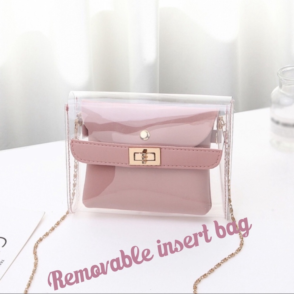 ✨HP✨CLEAR CROSSBODY WITH PINK TRIM AND INSERT - Picture 3 of 6